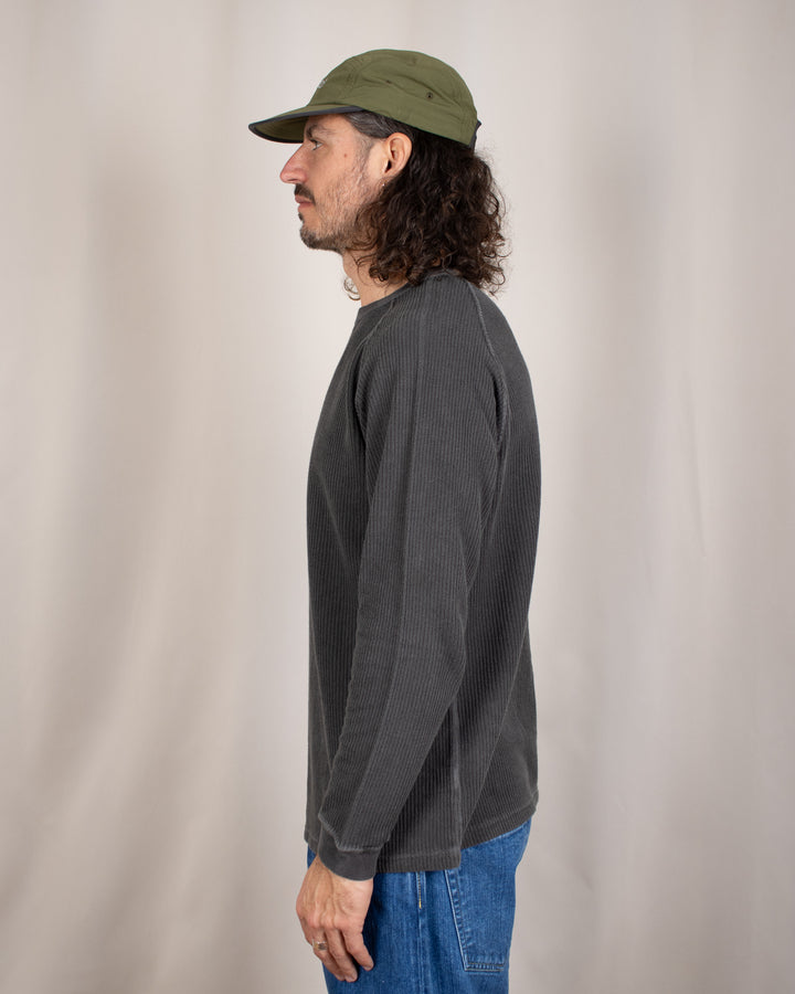 Long Sleeve Rib Knit P-Black