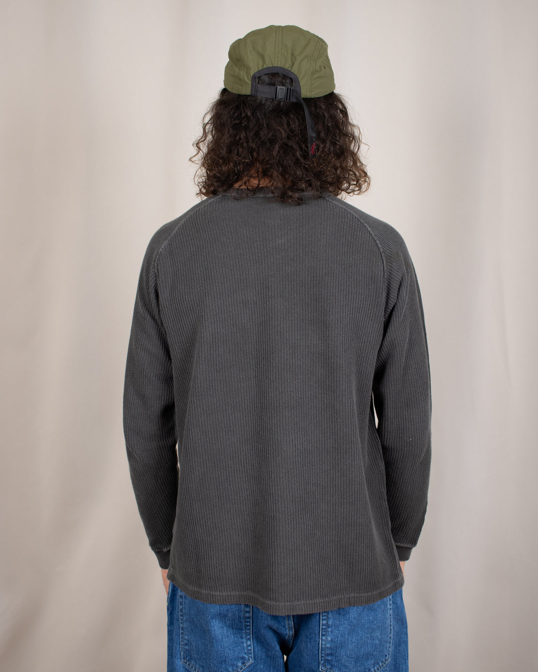 Long Sleeve Rib Knit P-Black