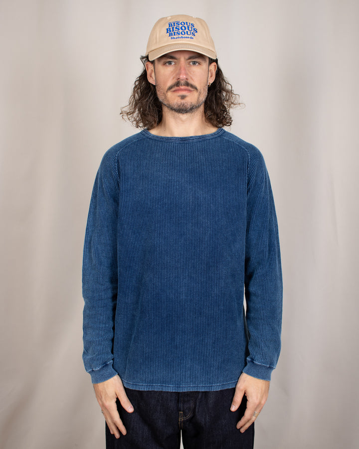 Long Sleeve Rib Knit Indigo