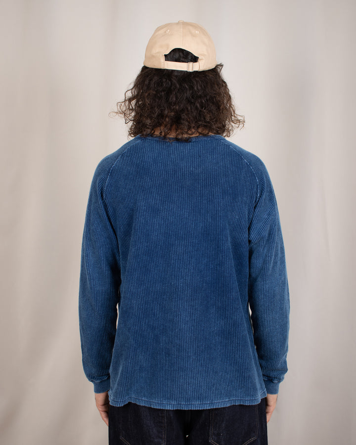Long Sleeve Rib Knit Indigo
