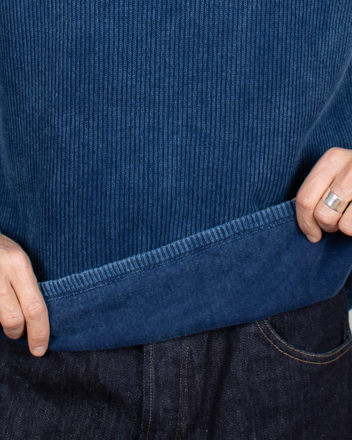 Long Sleeve Rib Knit Indigo