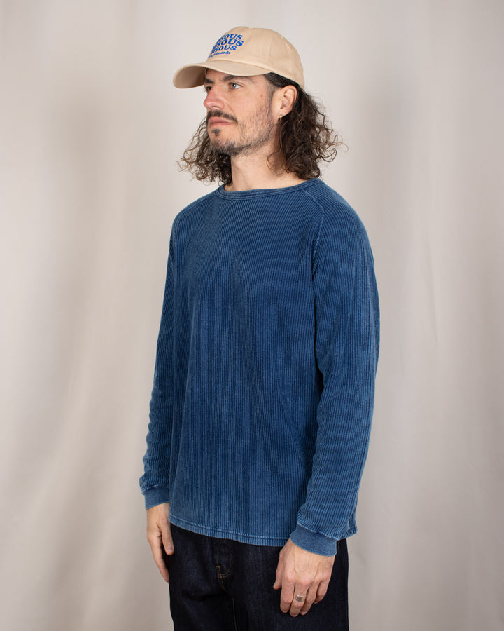 Long Sleeve Rib Knit Indigo