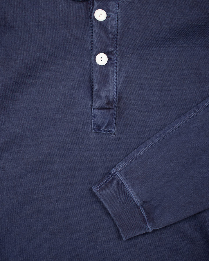 Long Sleeve Heavy Henley Tee P-Navy