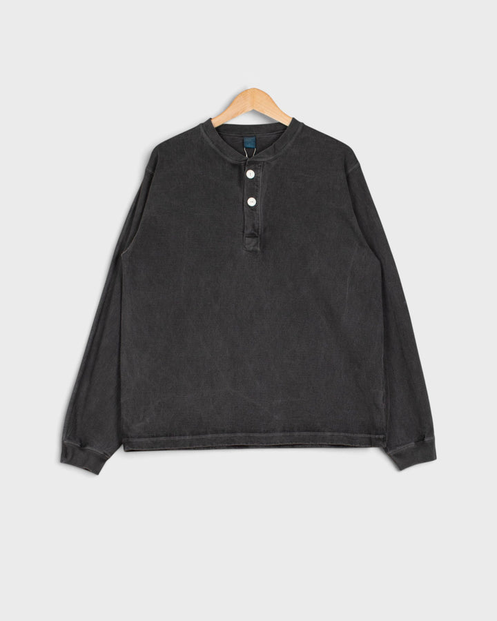 Long Sleeve Heavy Henley Tee P-Black