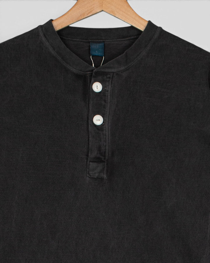 Long Sleeve Heavy Henley Tee P-Black