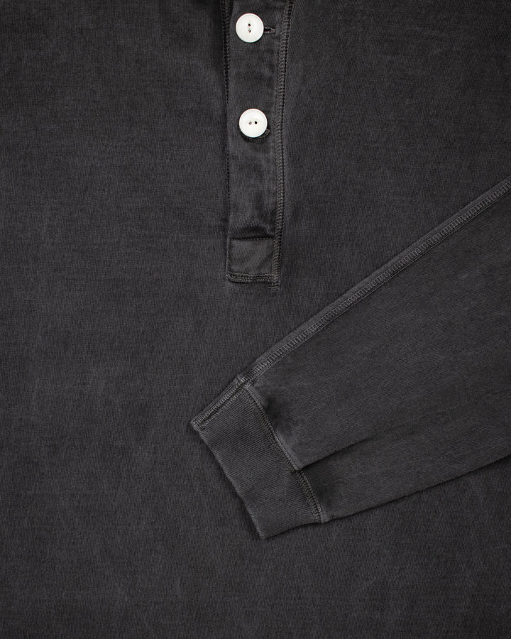Long Sleeve Heavy Henley Tee P-Black