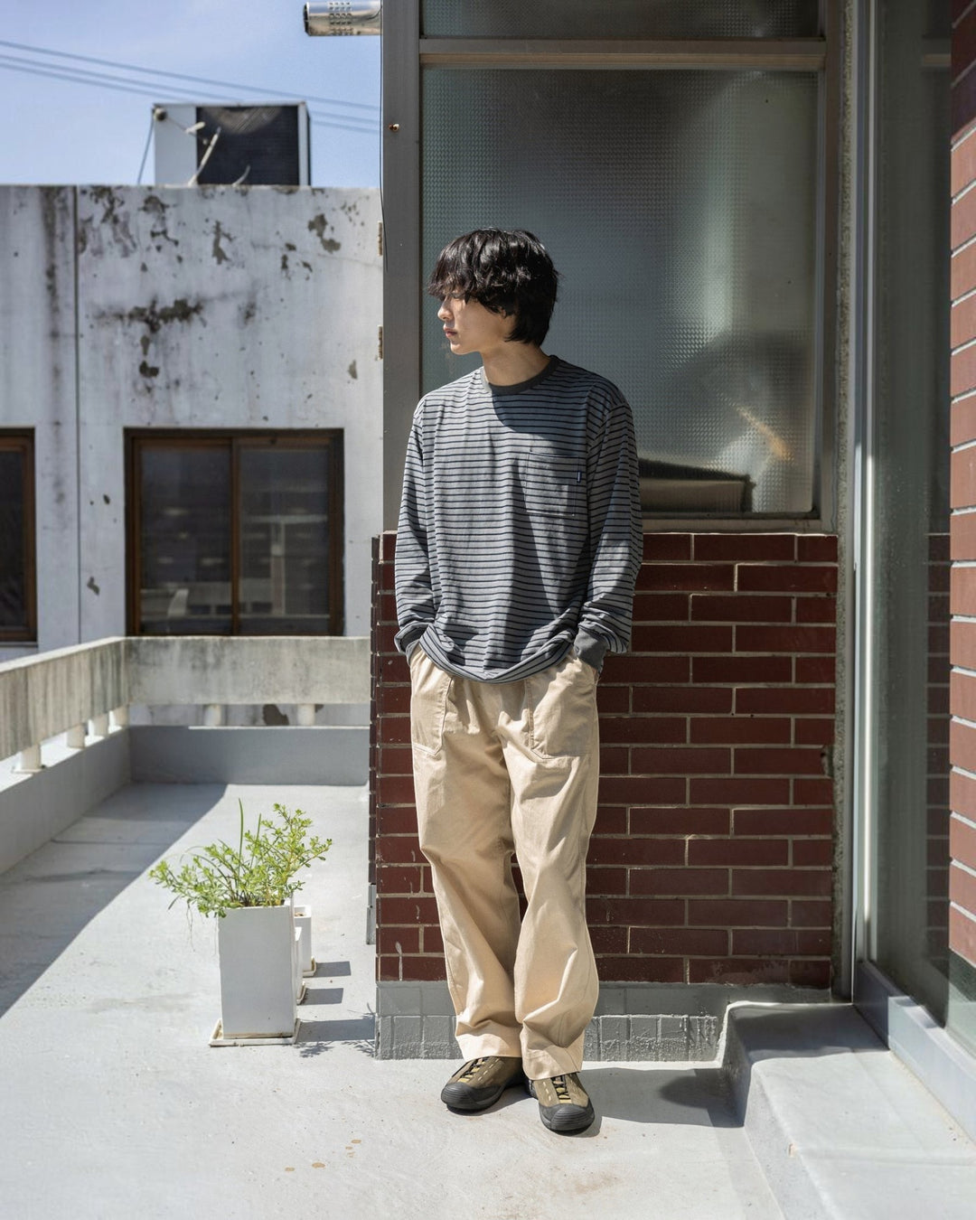 One Tuck Wide Fatigue Pants Beige