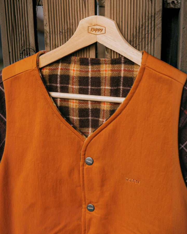 Reversible Nylon Check Vest Orange