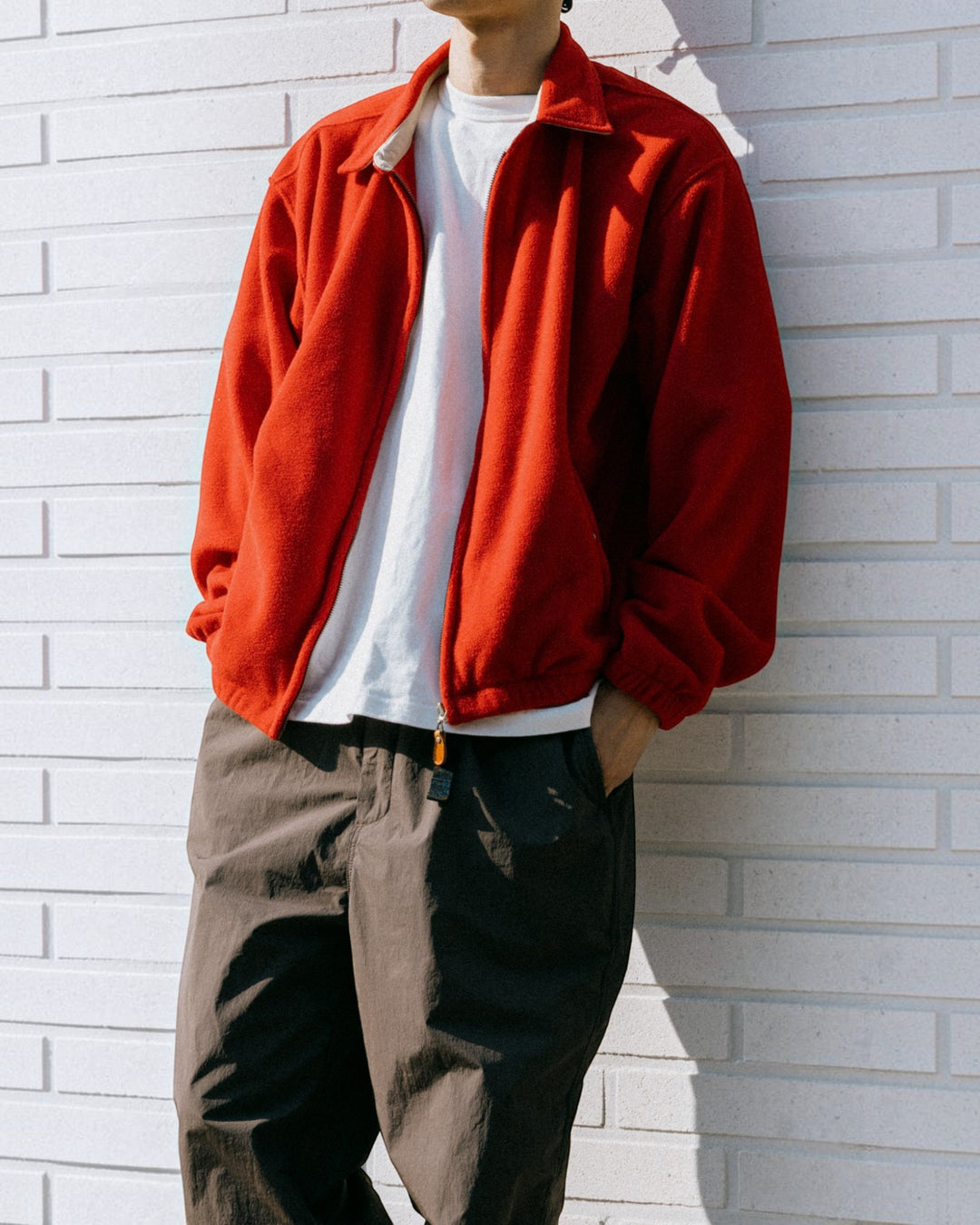 Fleece Bomber Jacket Red