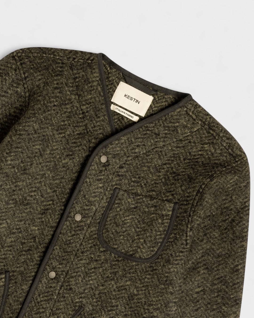 Neist Cardigan in Moss Herringbone Wool