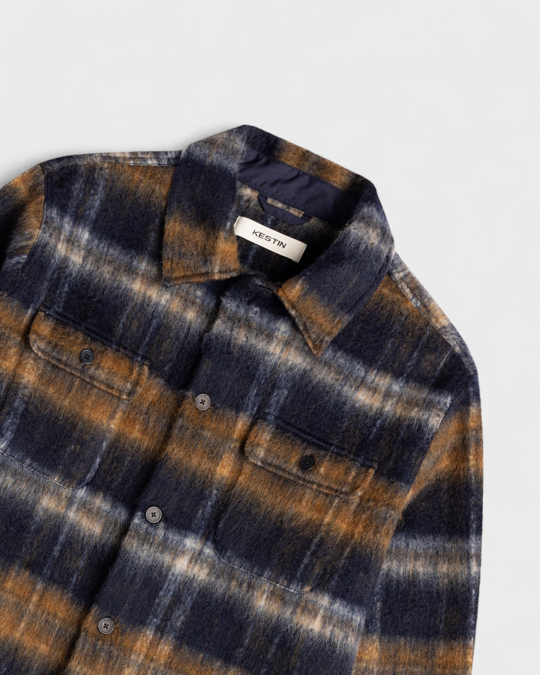 Haston Jacket in Navy Check Brushed Wool
