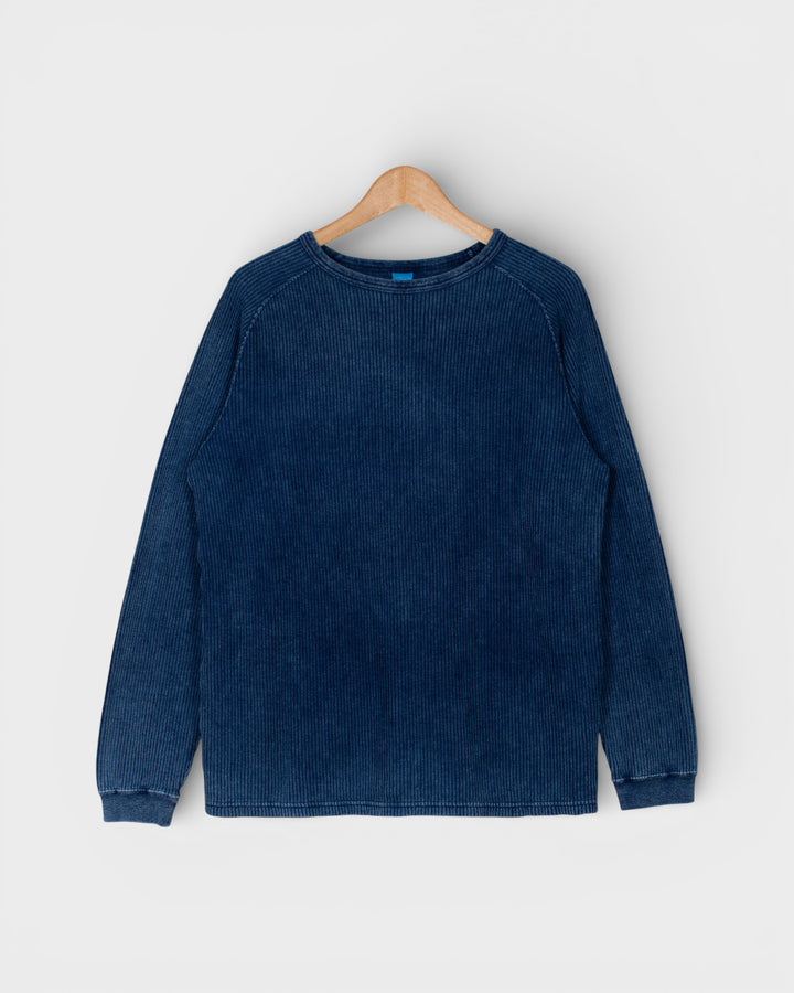 Long Sleeve Rib Knit Indigo