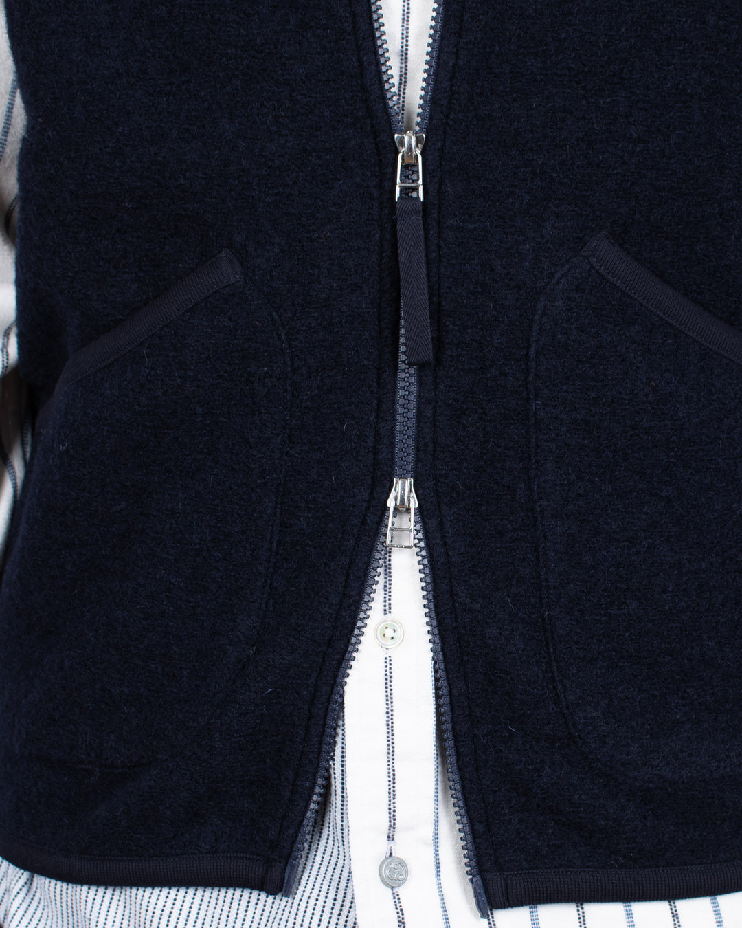 Zip Waistcoat Wool Fleece Navy