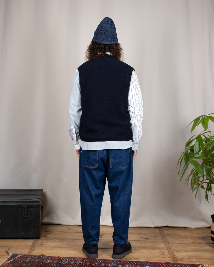 Zip Waistcoat Wool Fleece Navy