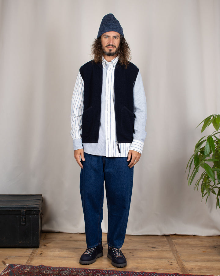 Zip Waistcoat Wool Fleece Navy