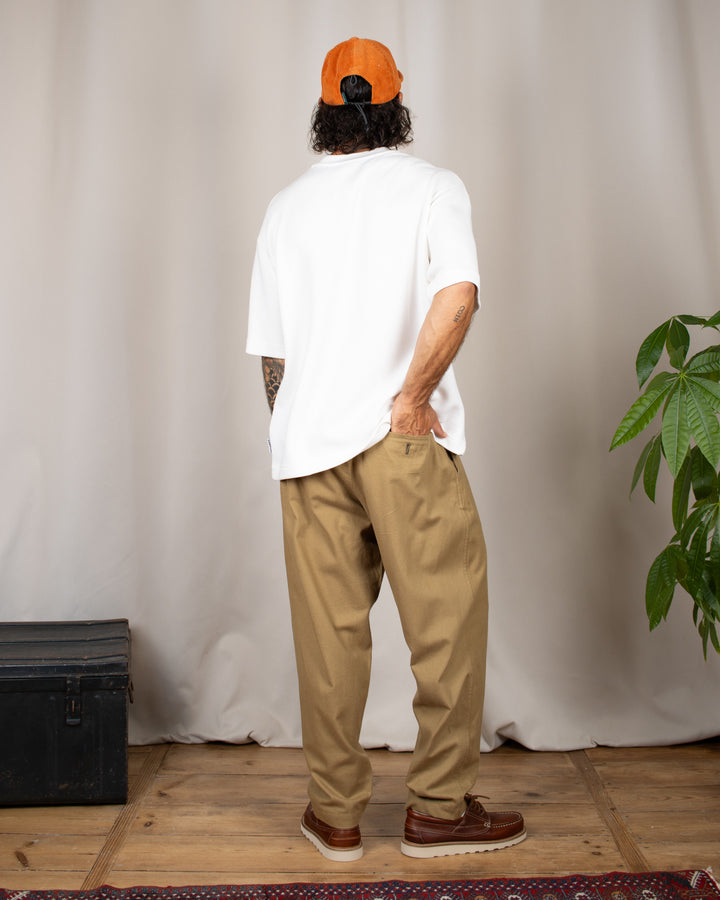 Pleated Track Pant Brushed Moleskin Sand