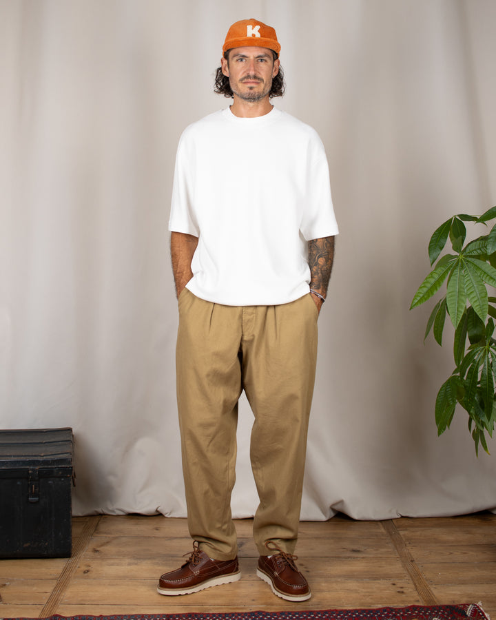 Pleated Track Pant Brushed Moleskin Sand