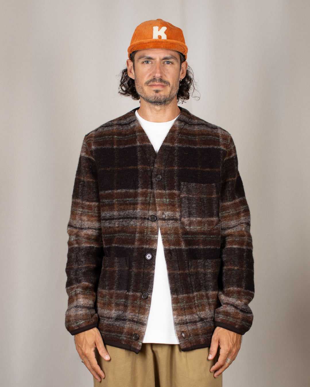 Cardigan Pino Wool Fleece Brown