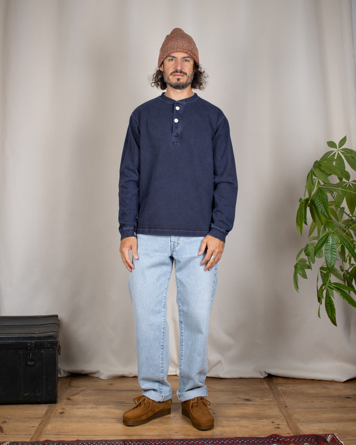 Long Sleeve Heavy Henley Tee P-Navy