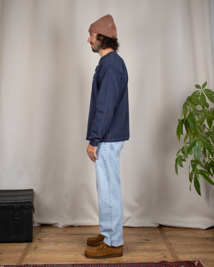 Long Sleeve Heavy Henley Tee P-Navy