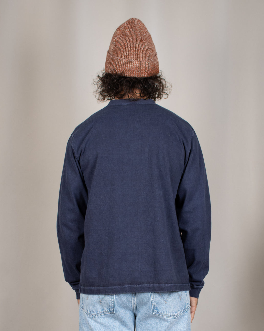 Long Sleeve Heavy Henley Tee P-Navy