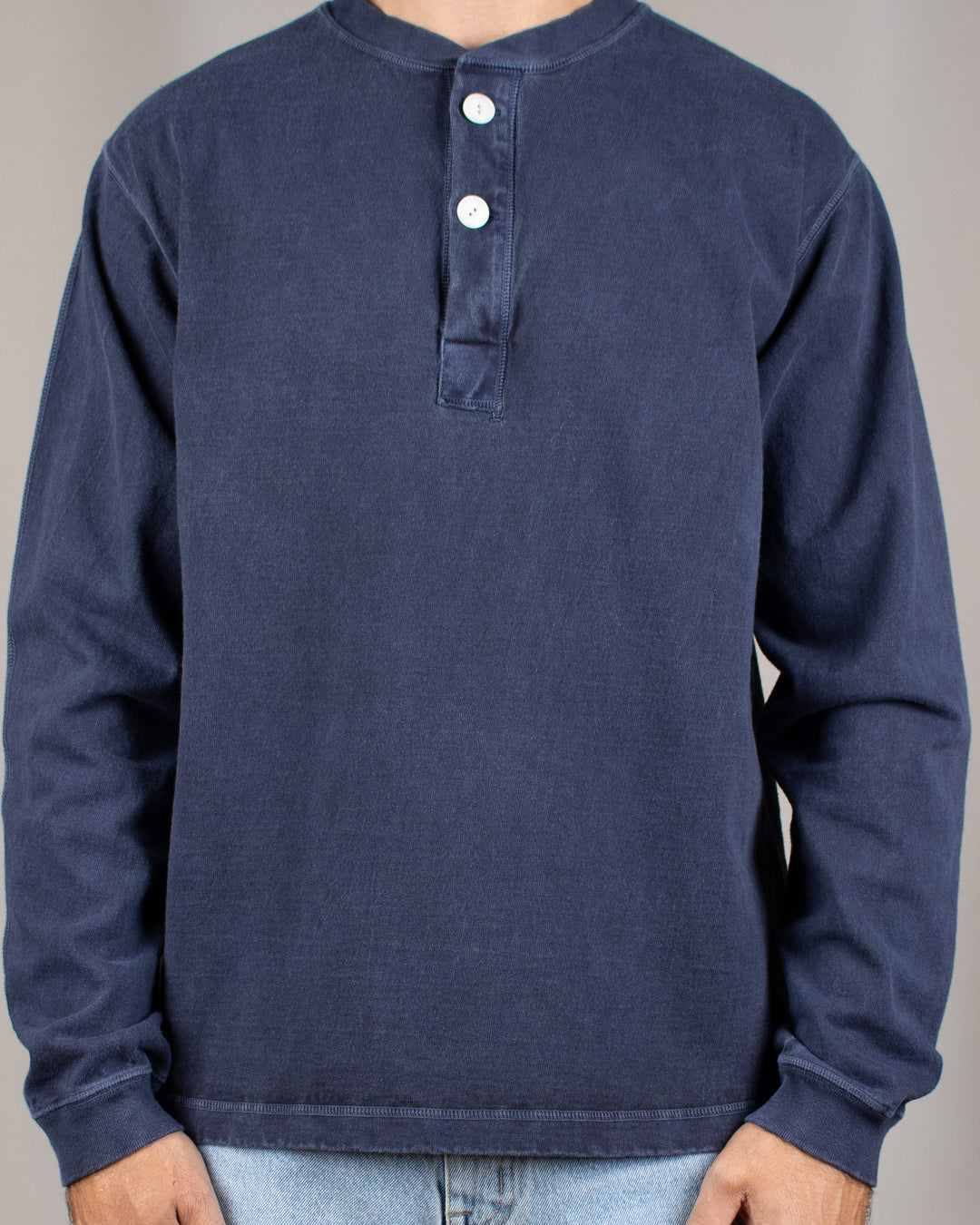 Long Sleeve Heavy Henley Tee P-Navy