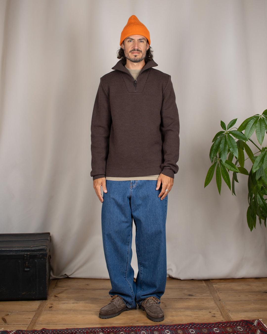 Pull Youri Col Camionneur Marron