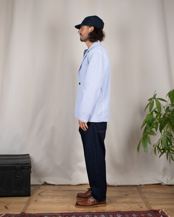 Seersucker Server Suit Jacket Navy Stripe