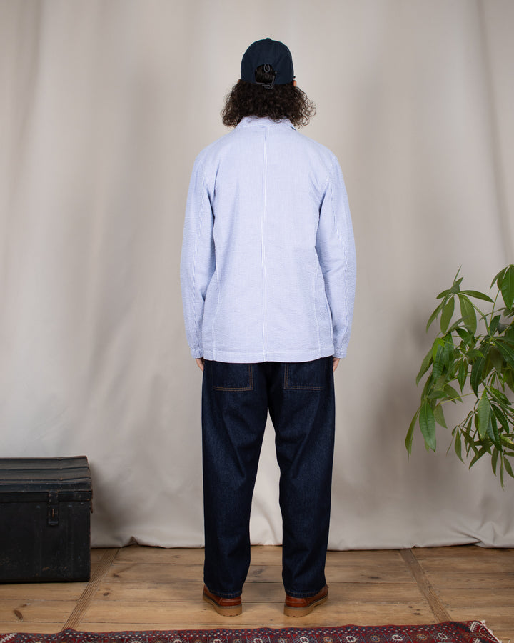 Seersucker Server Suit Jacket Navy Stripe