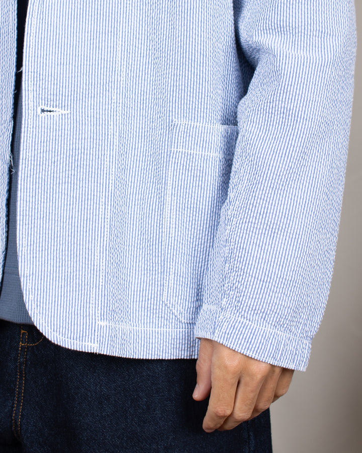 Seersucker Server Suit Jacket Navy Stripe