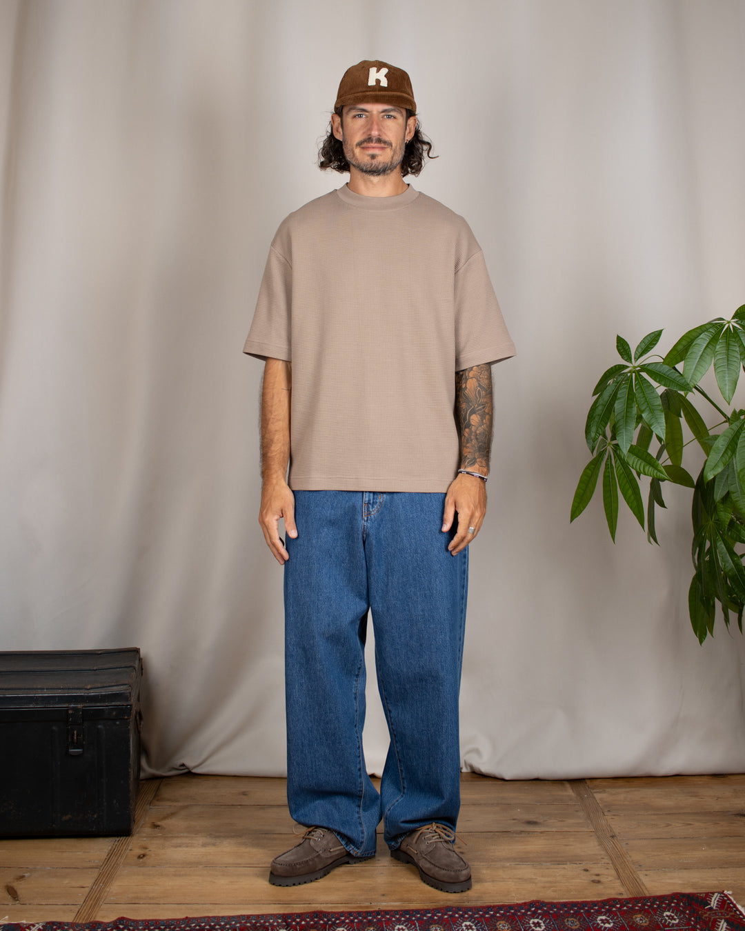 Waffle Oversize Tee Taupe