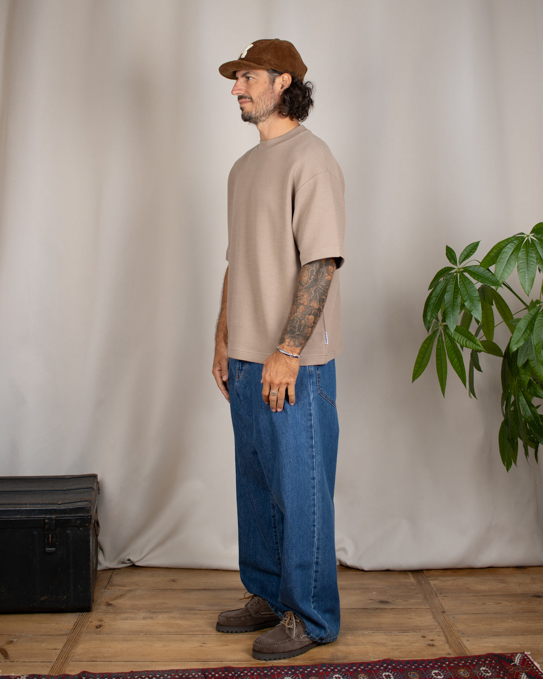 Waffle Oversize Tee Taupe