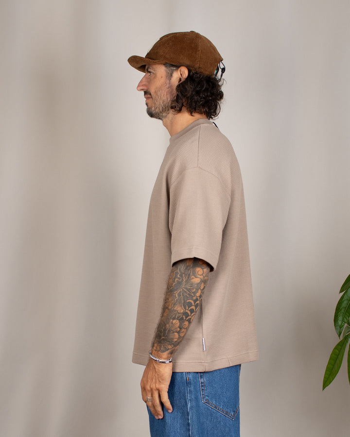Waffle Oversize Tee Taupe