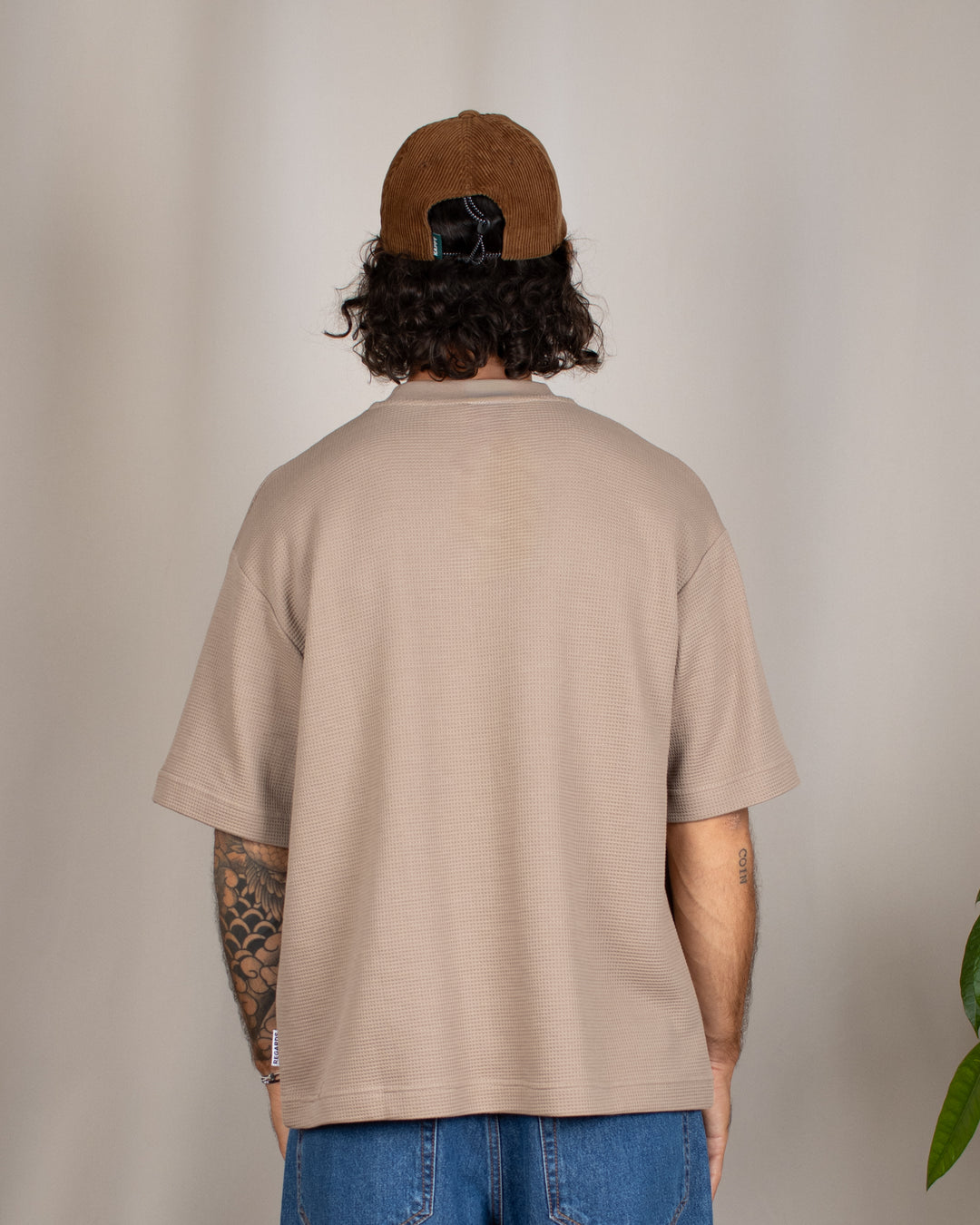Waffle Oversize Tee Taupe