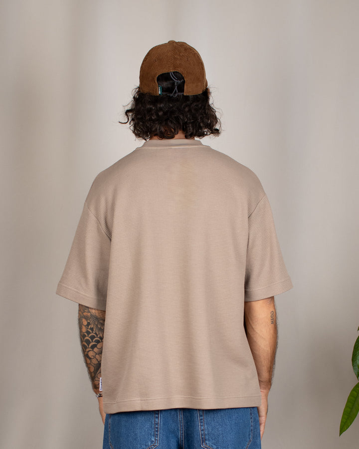 Waffle Oversize Tee Taupe