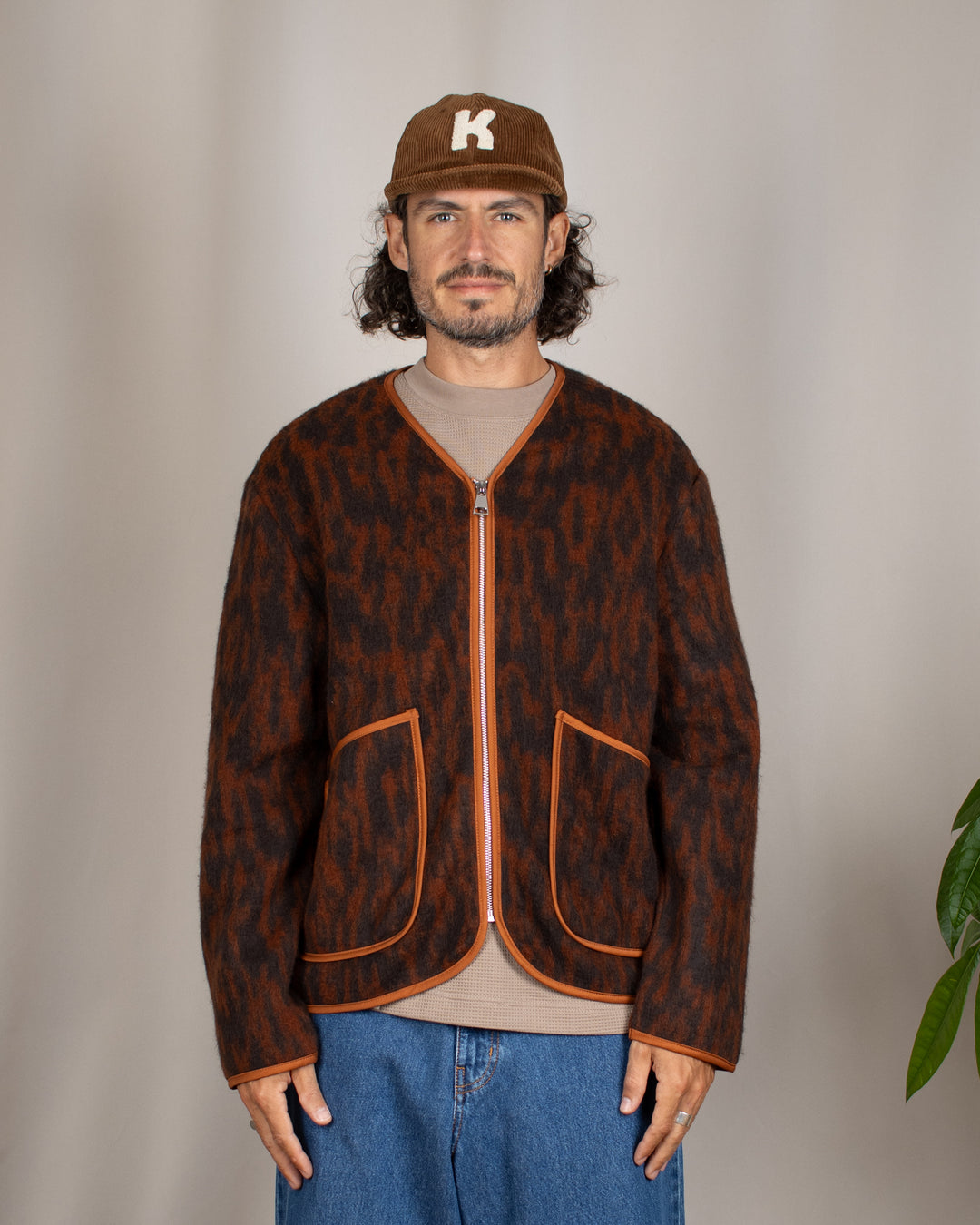Cameron Zip Cardigan Maculato Marrone