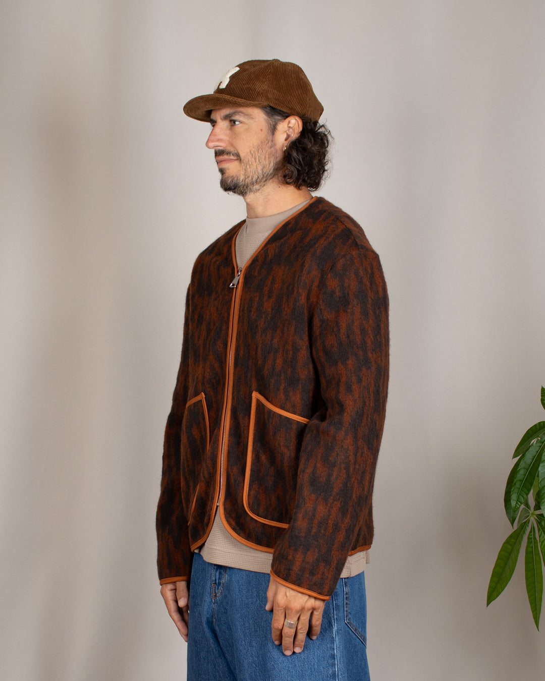 Cameron Zip Cardigan Maculato Marrone