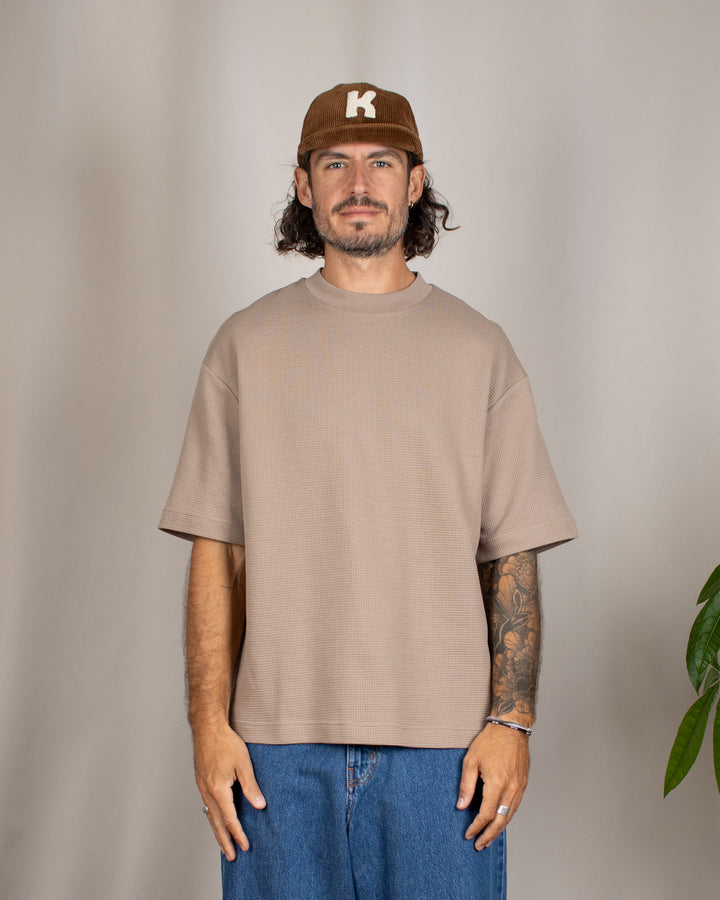 Waffle Oversize Tee Taupe