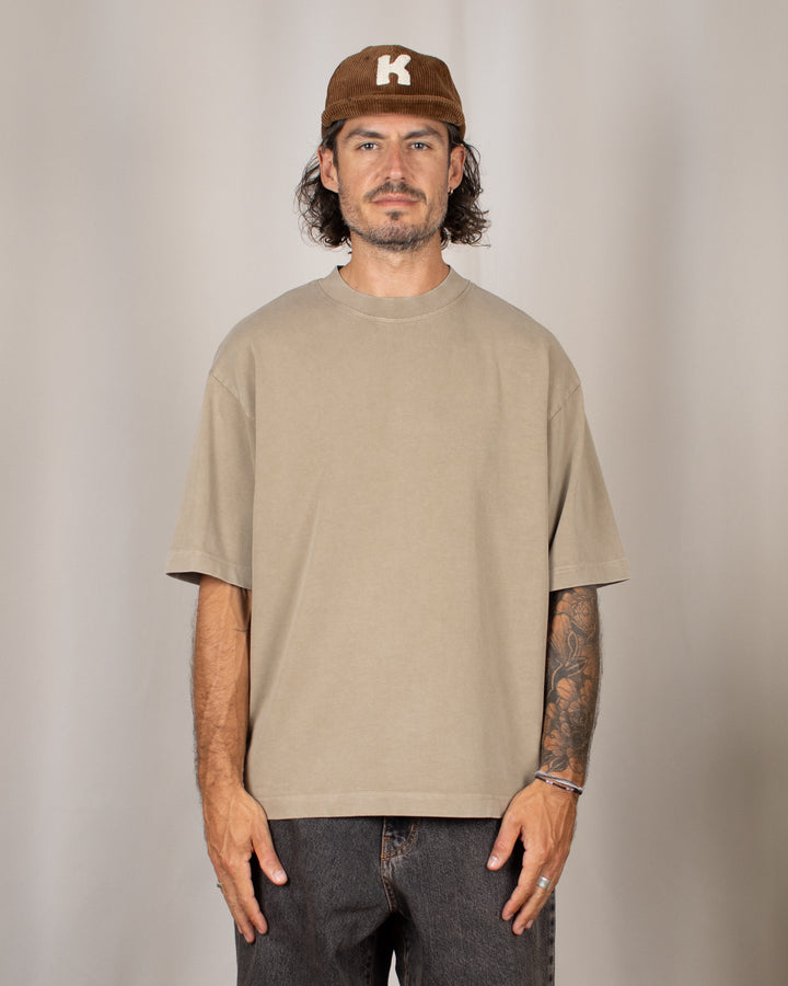 Heavy Oversize Tee Taupe Washed