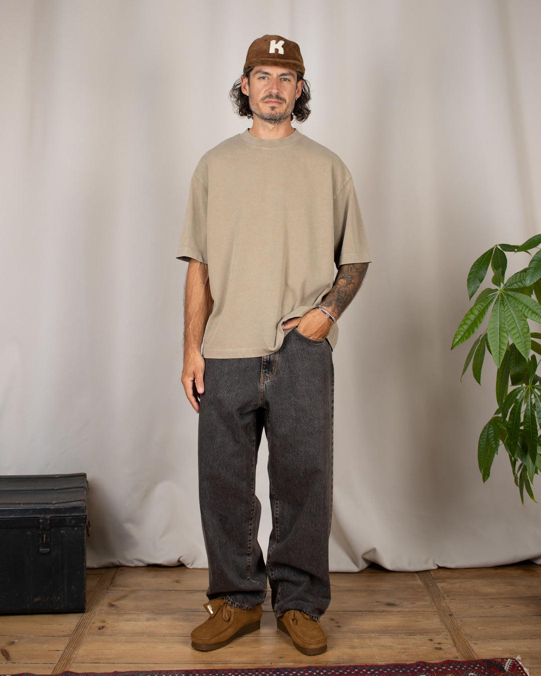 Heavy Oversize Tee Taupe Washed