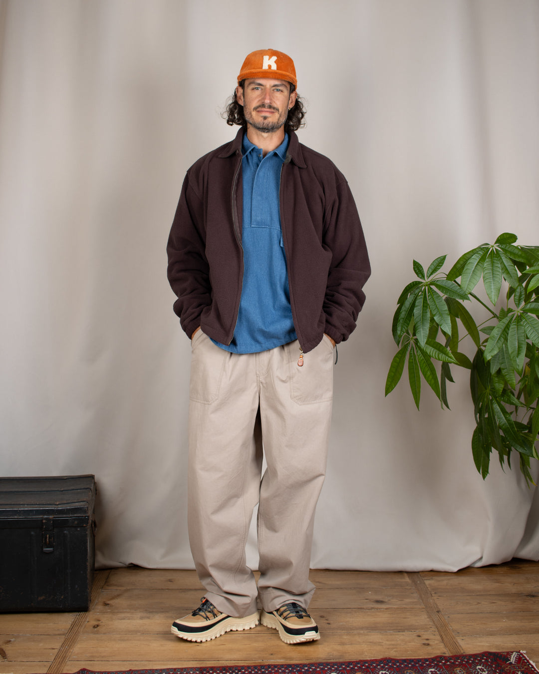 One Tuck Wide Fatigue Pants Beige