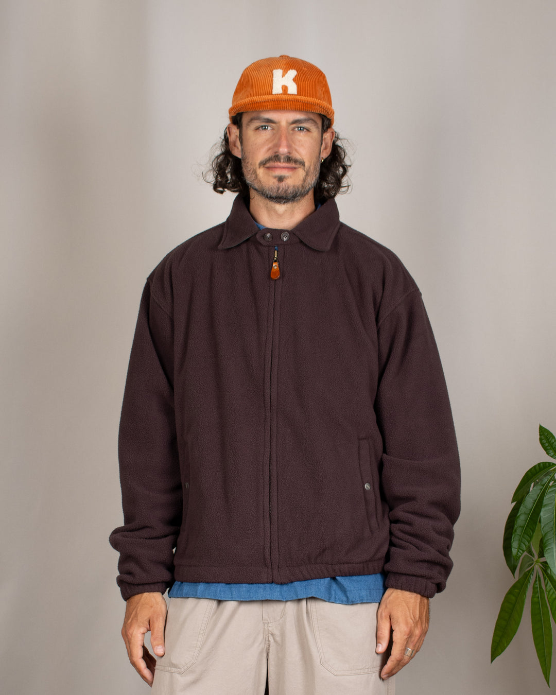 Fleece Bomber Jacket Brown