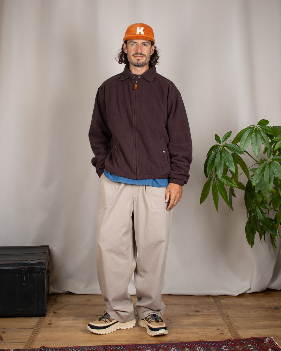 Fleece Bomber Jacket Brown