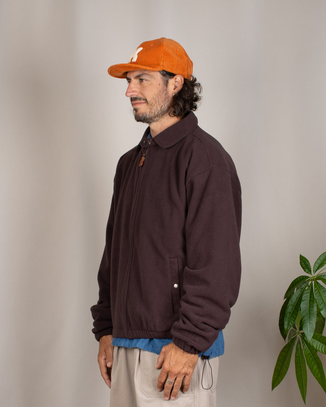 Fleece Bomber Jacket Brown