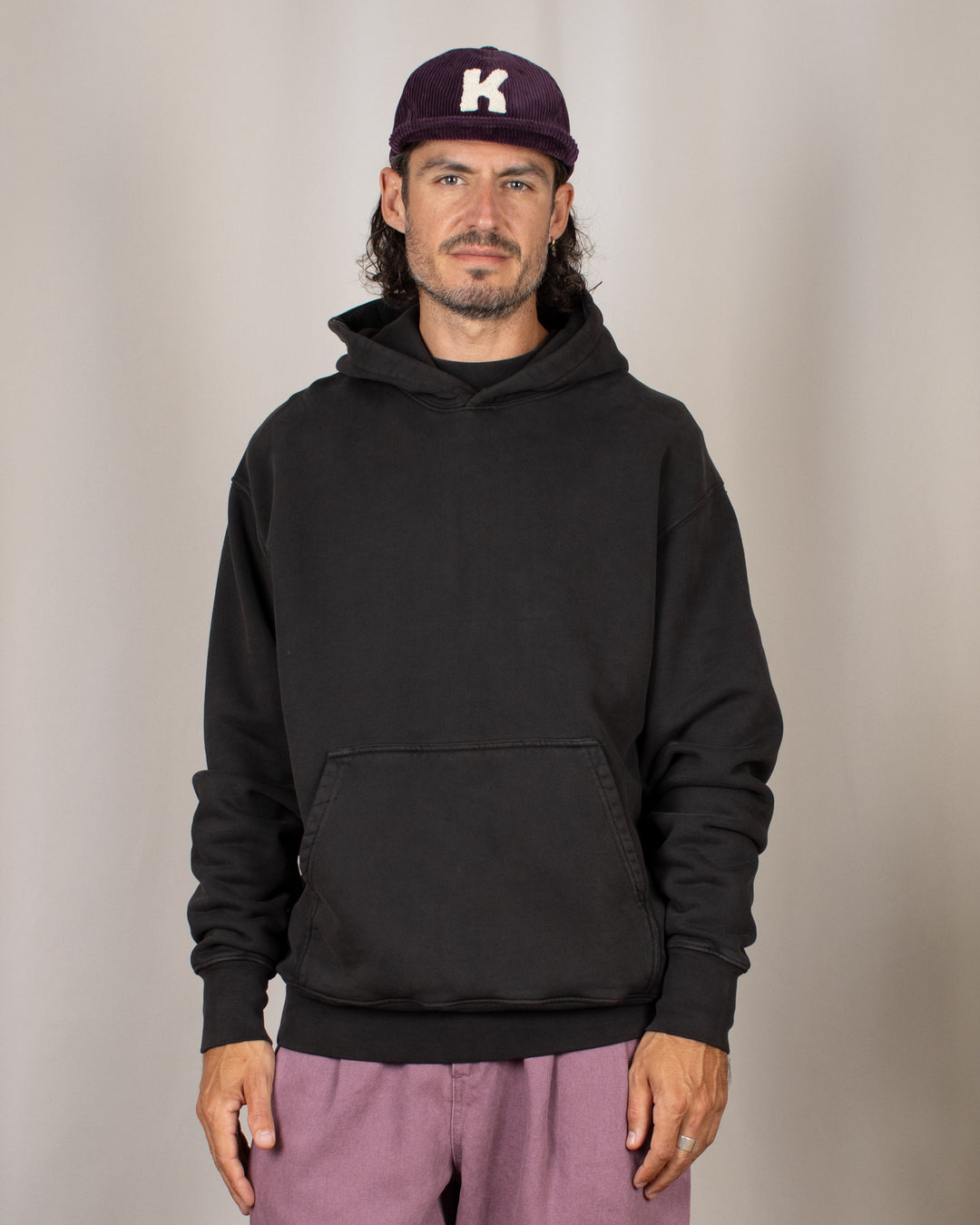 Relaxed Loopback Hoodie Blank Espresso Washed