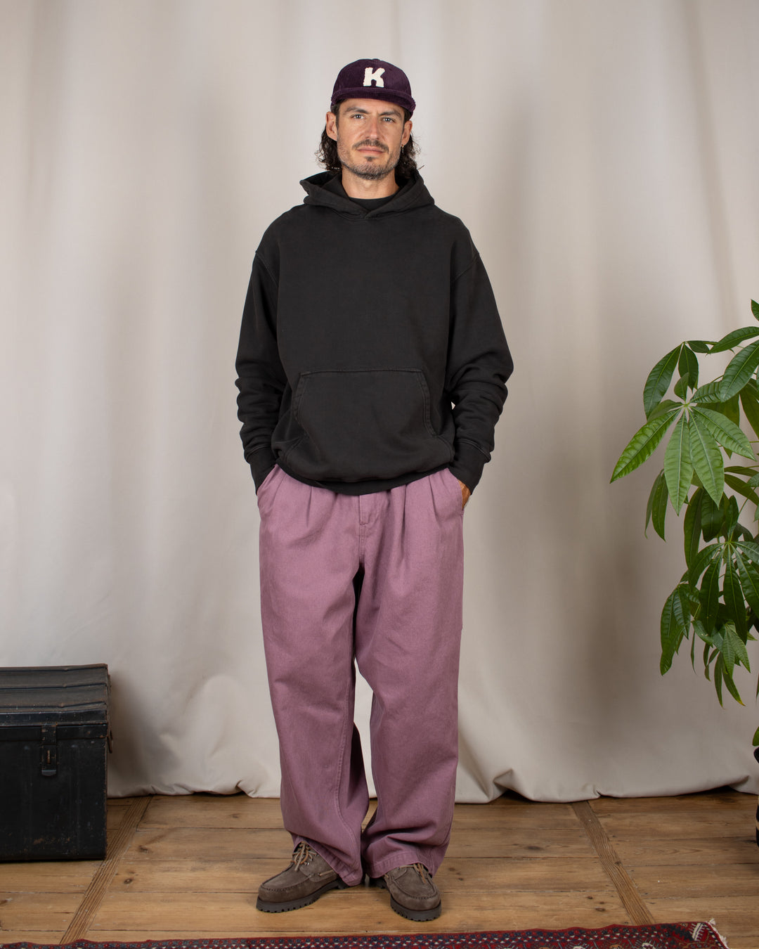 Relaxed Loopback Hoodie Blank Espresso Washed
