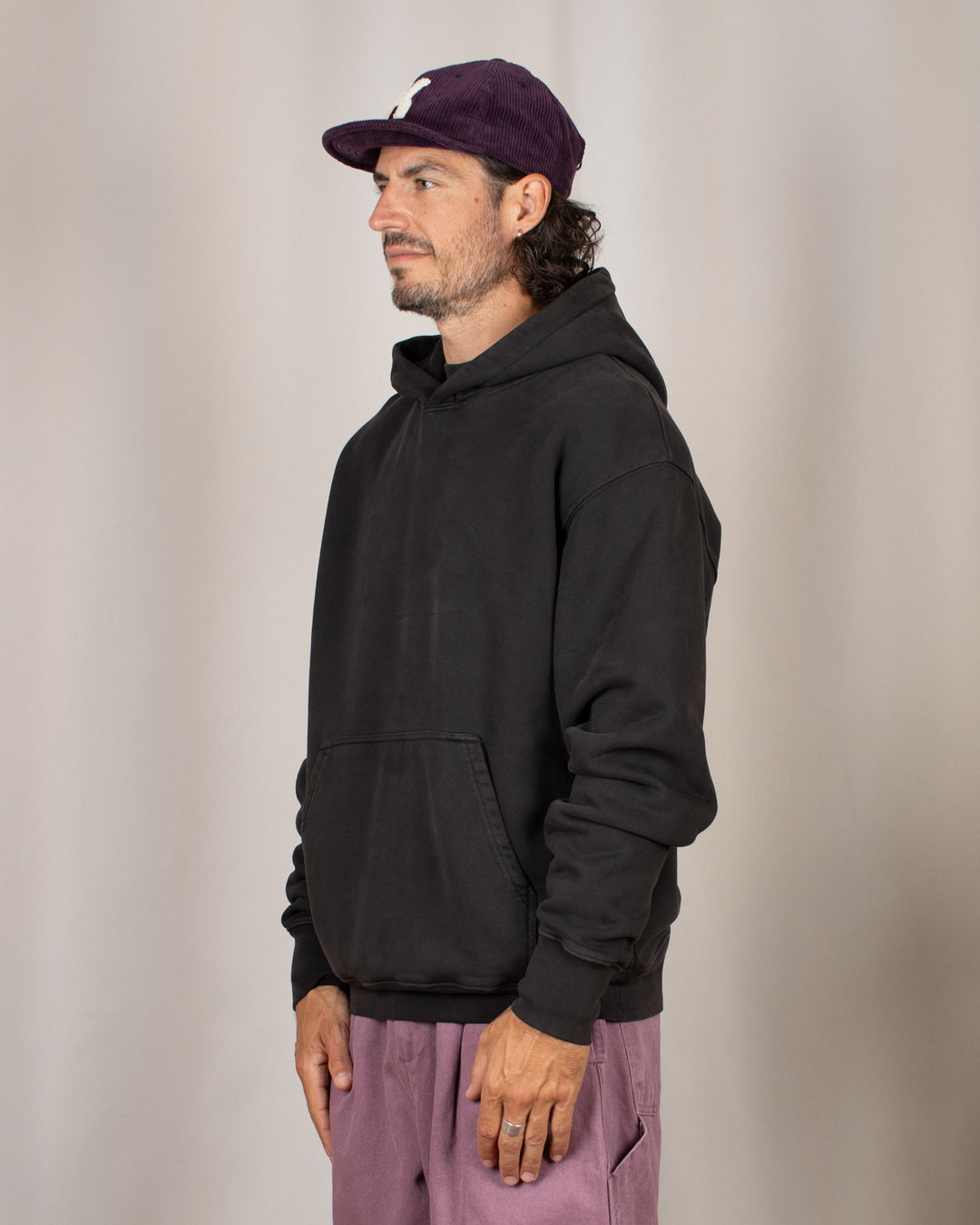 Relaxed Loopback Hoodie Blank Espresso Washed