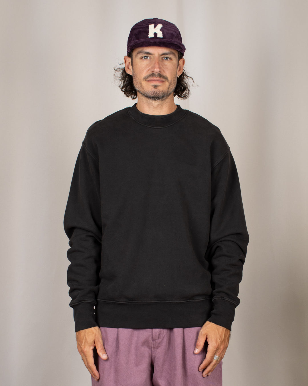 Relaxed Loopback Crewneck Espresso Washed