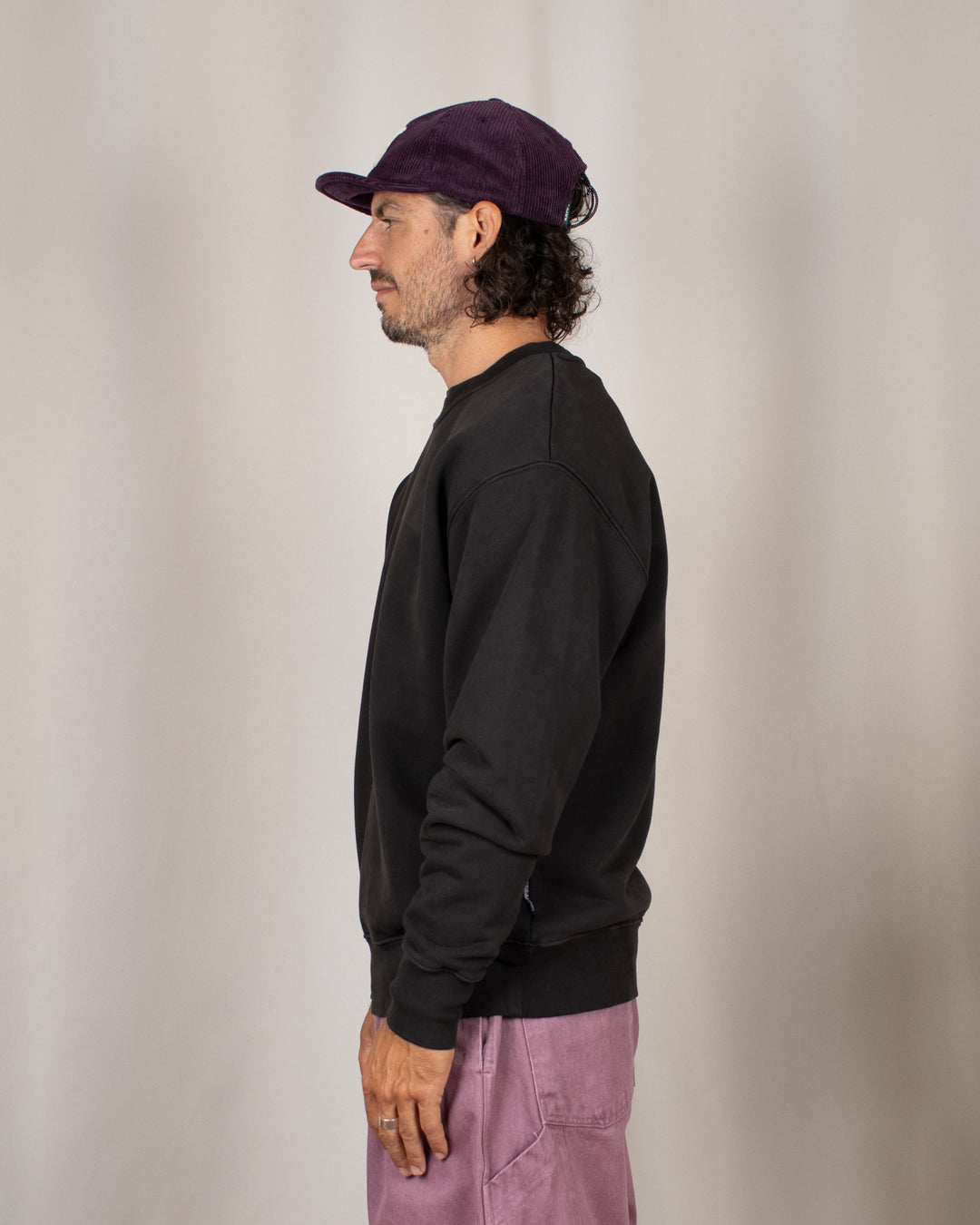 Relaxed Loopback Crewneck Espresso Washed