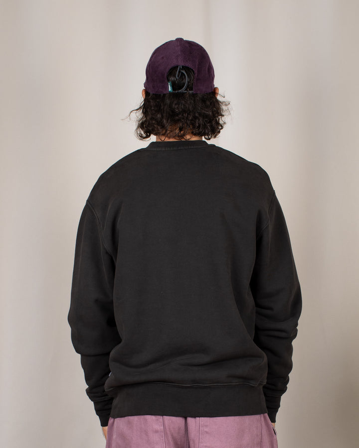 Relaxed Loopback Crewneck Espresso Washed